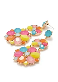 Gold Tone Multi Milky Statement Earrings