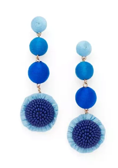 Bead and Thread Triple Drop Earrings