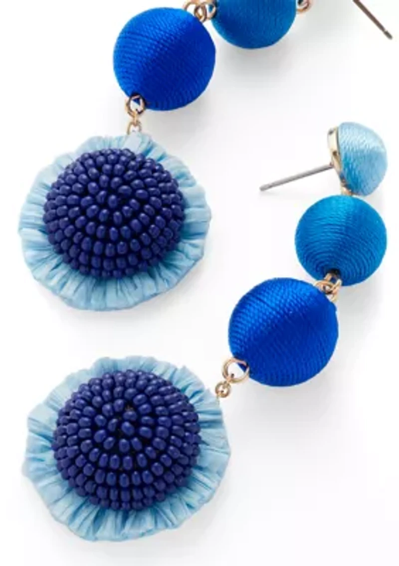 Bead and Thread Triple Drop Earrings