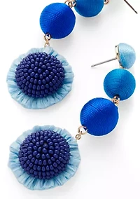 Bead and Thread Triple Drop Earrings