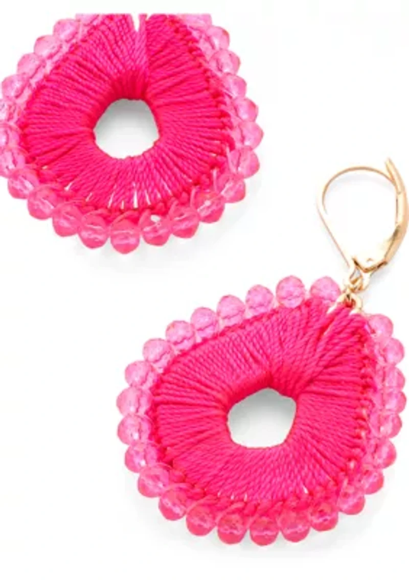 Thread Beaded Lever Back Drop Earrings