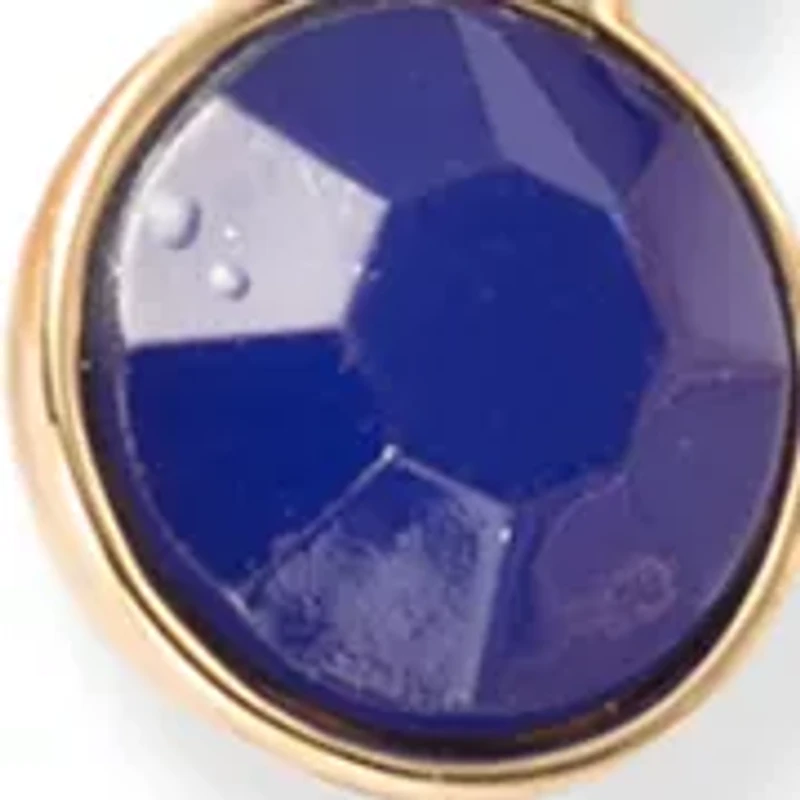 Gold Tone Blue Shaky C Hoop Earrings