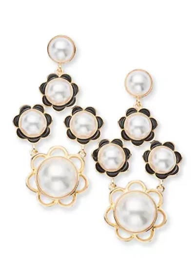 Gold Tone Multiflower Chandelier Earrings