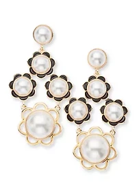 Gold Tone Multiflower Chandelier Earrings
