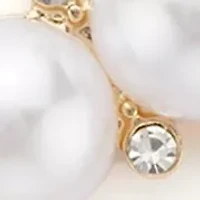 Gold Tone Statement Pearl Drop Earrings
