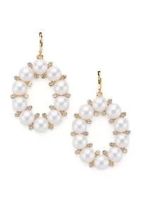 Gold Tone Statement Pearl Drop Earrings
