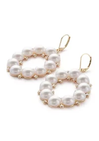 Gold Tone Statement Pearl Drop Earrings