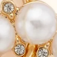 Gold Tone Chain and Round Pearl Linear Earrings