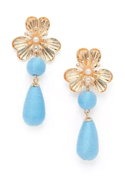 Flower Thread Double Drop Earrings