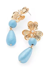 Flower Thread Double Drop Earrings