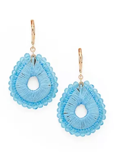 Thread Beaded Lever Back Drop Earrings