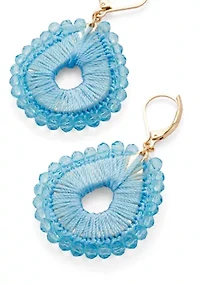 Thread Beaded Lever Back Drop Earrings