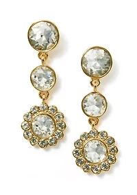  Stone Cluster Double Drop Earrings