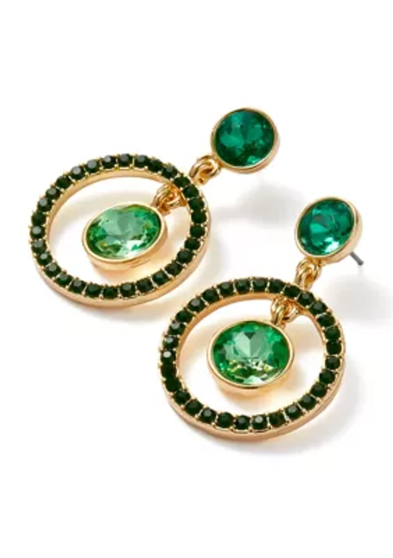 Green Pave Stone Orbital Earrings