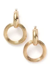 Circle Linked Textured Drop Earrings