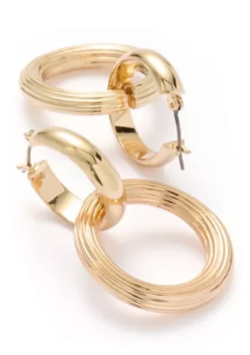 Circle Linked Textured Drop Earrings