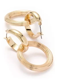 Circle Linked Textured Drop Earrings