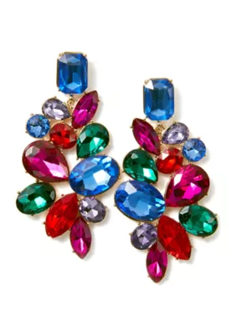 Multi Stone Cluster Earrings