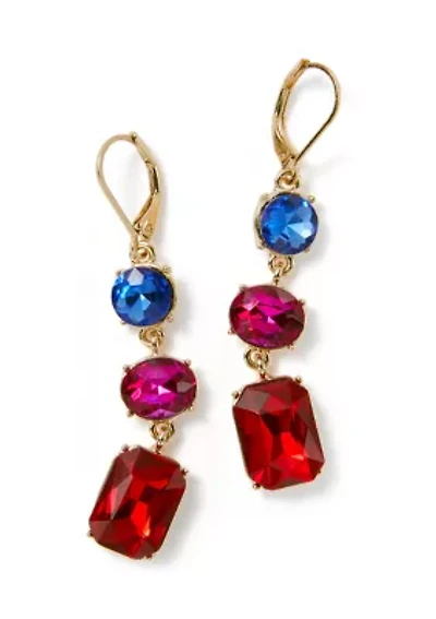 Linear Multi Stone Earrings