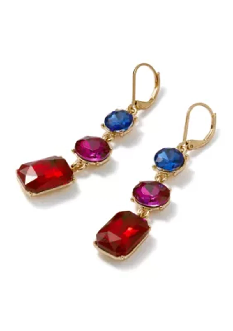 Linear Multi Stone Earrings