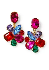 Cluster Multi Stone Drop Earrings