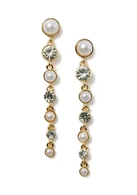  Crystal Pearl Stone Linear Earrings