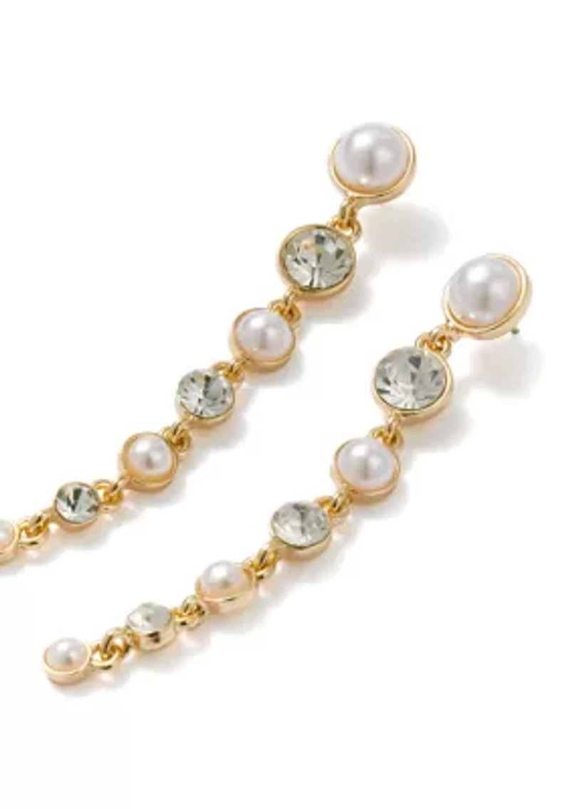  Crystal Pearl Stone Linear Earrings