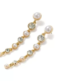  Crystal Pearl Stone Linear Earrings
