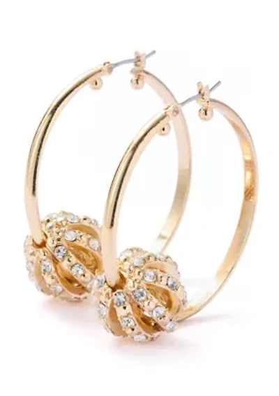 Crystal Ball Charm Hoop Earrings