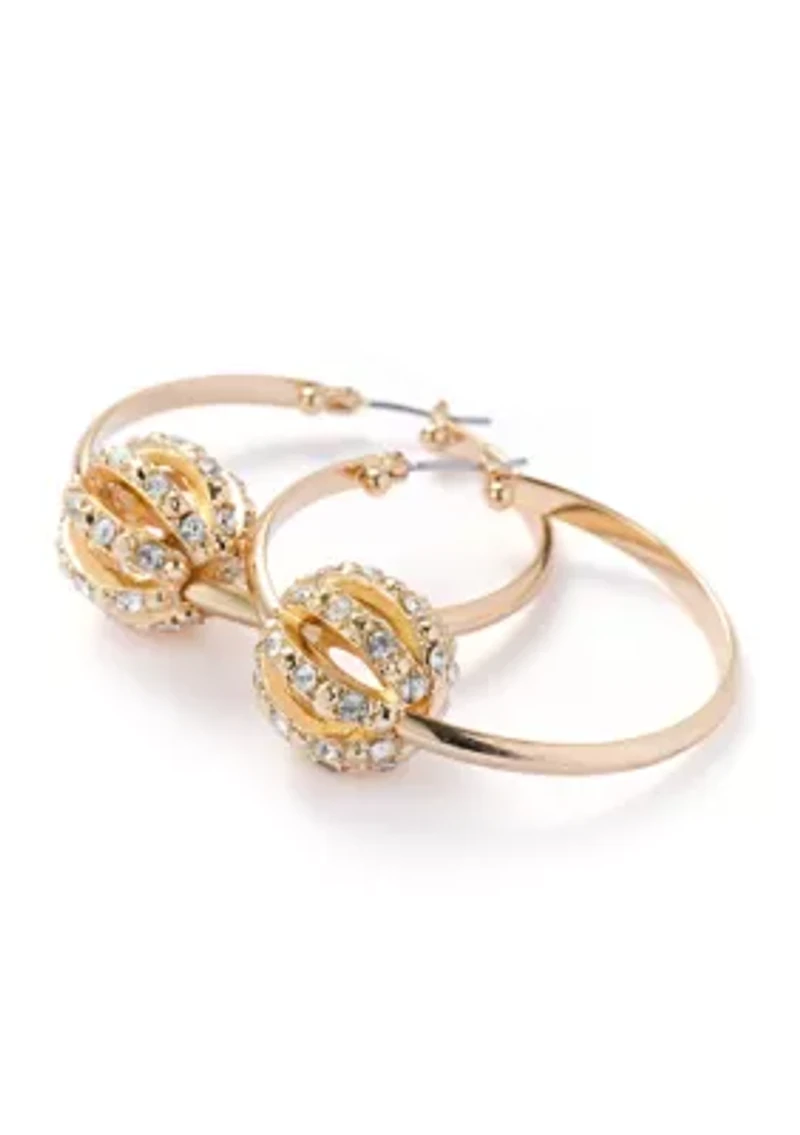 Crystal Ball Charm Hoop Earrings