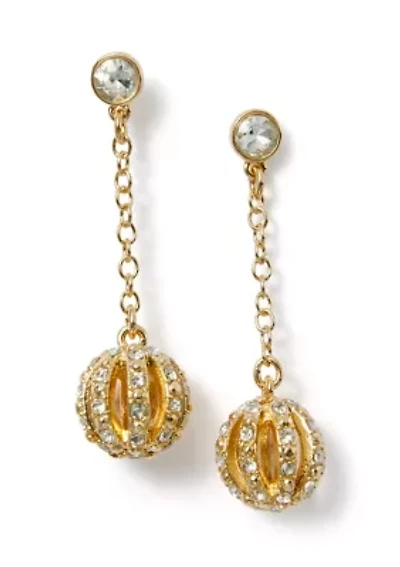 Crystal Ball and Chain Linear Earrings 