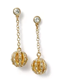 Crystal Ball and Chain Linear Earrings 