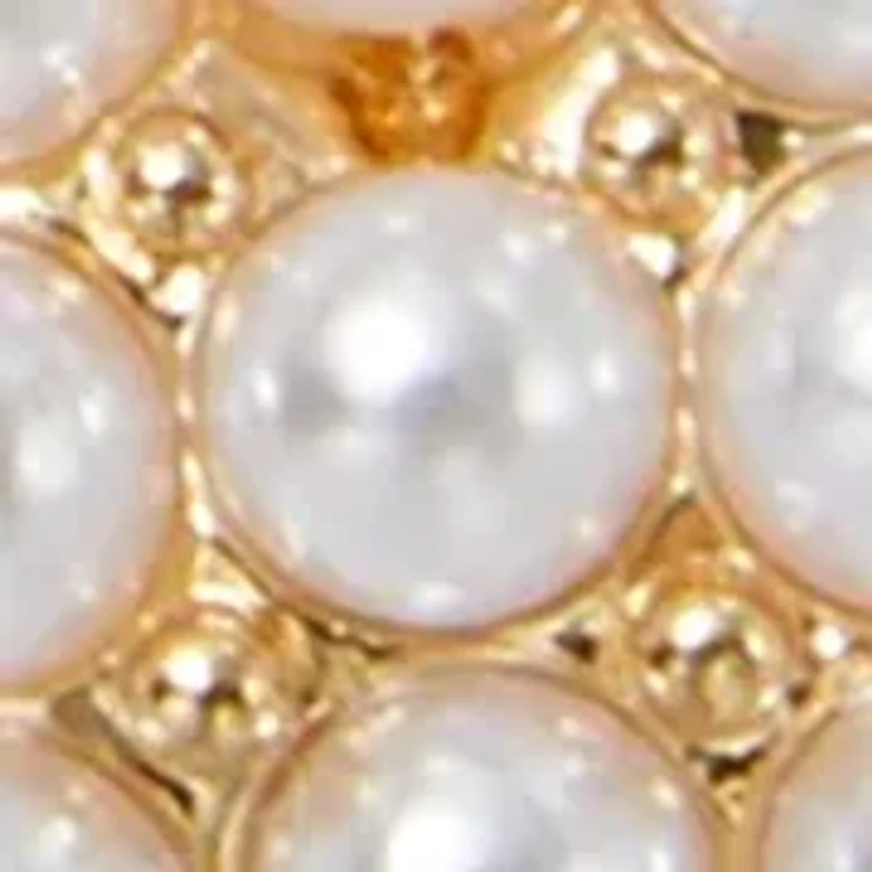 White Pearl Pave Heart Double Drop Earrings