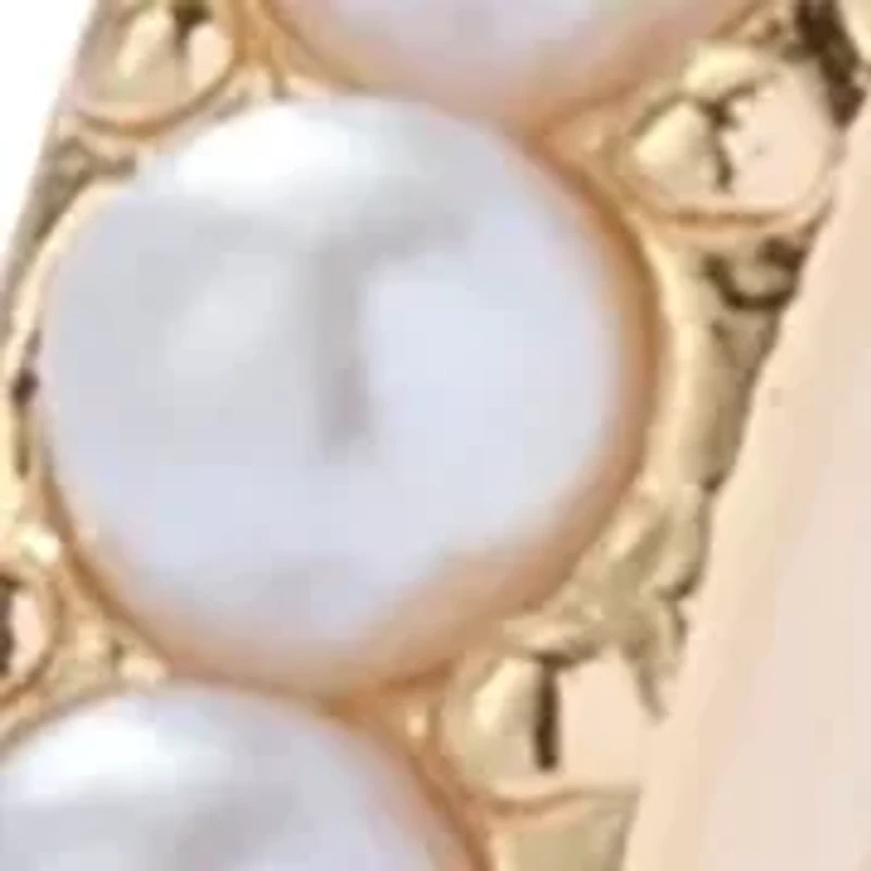 Pearl Pavé Thin Hoop Earrings