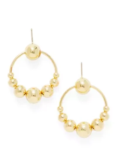 Round Ball Orbital Gold Tone Earrings