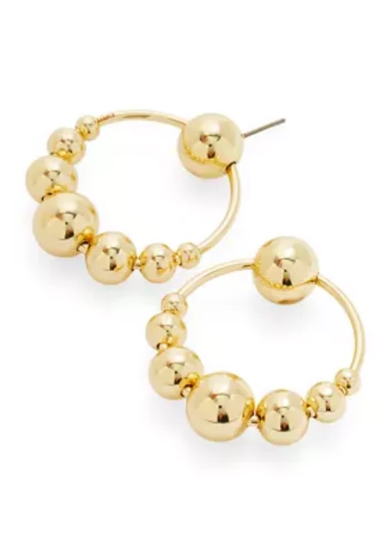 Round Ball Orbital Gold Tone Earrings