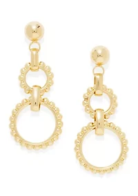 Textured Linked Gold Tone Chandelier Earrings 