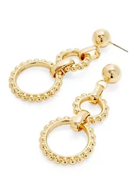 Textured Linked Gold Tone Chandelier Earrings 