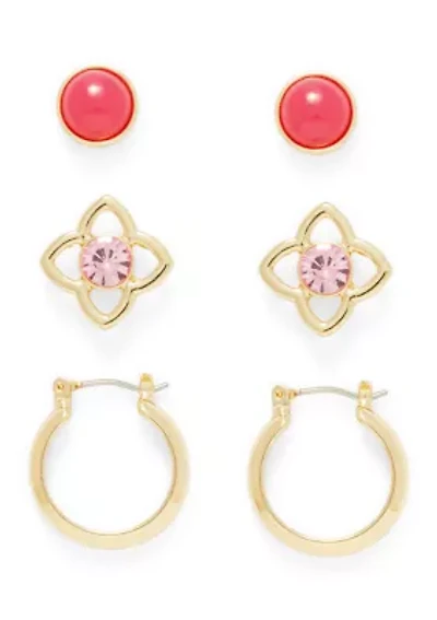 Stud And Hoop Trio Set