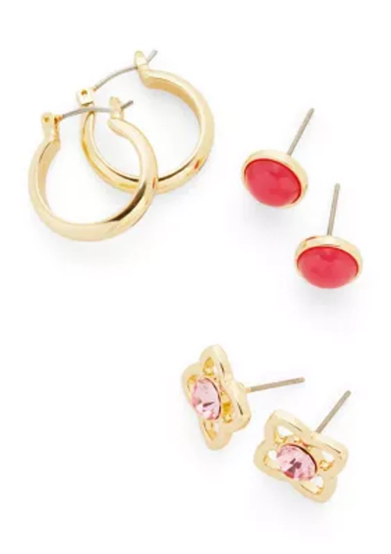 Stud And Hoop Trio Set