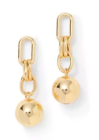 Chain Ball Gold Tone Drop Earrings