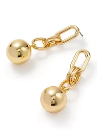 Chain Ball Gold Tone Drop Earrings