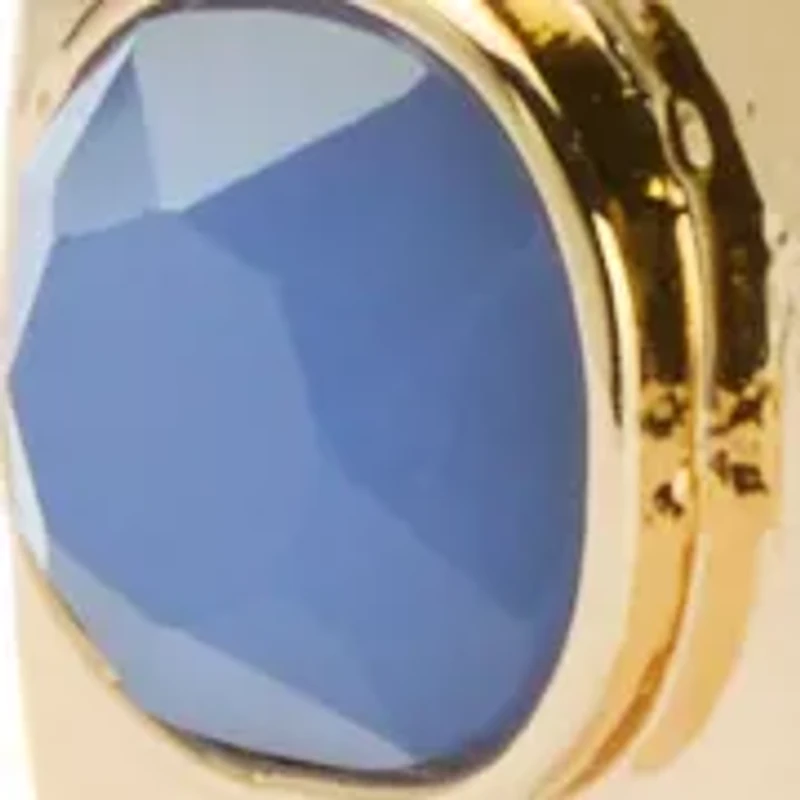 Blue Stone Inlay Hoop Earrings 