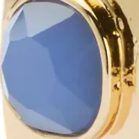 Blue Stone Inlay Hoop Earrings 