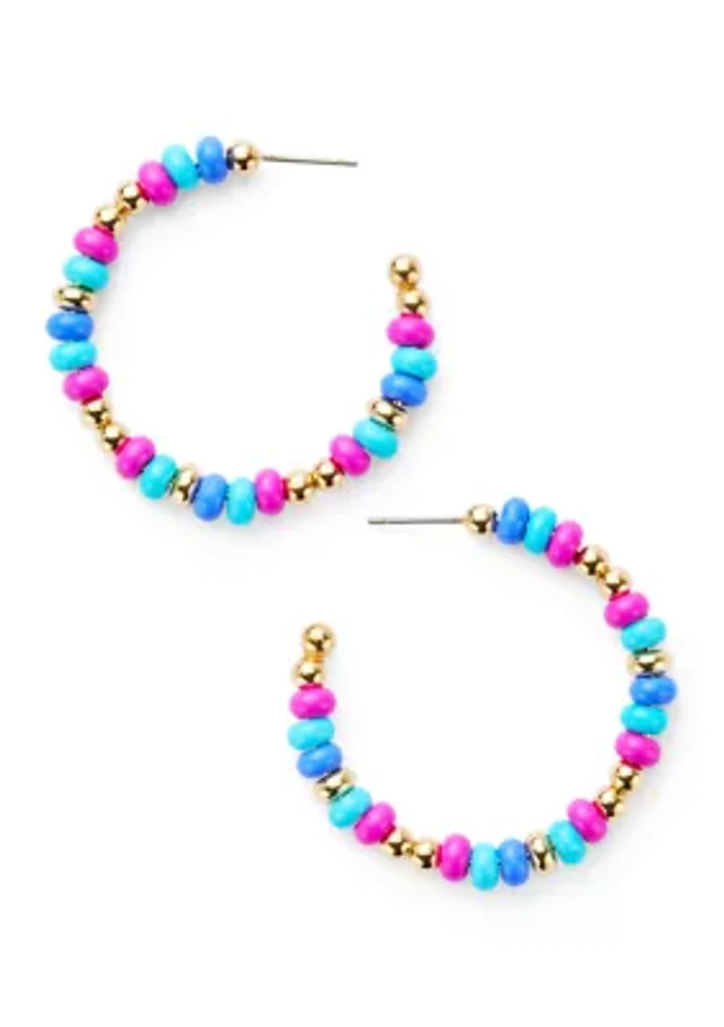Multi Seed Bead Hoop Earrings