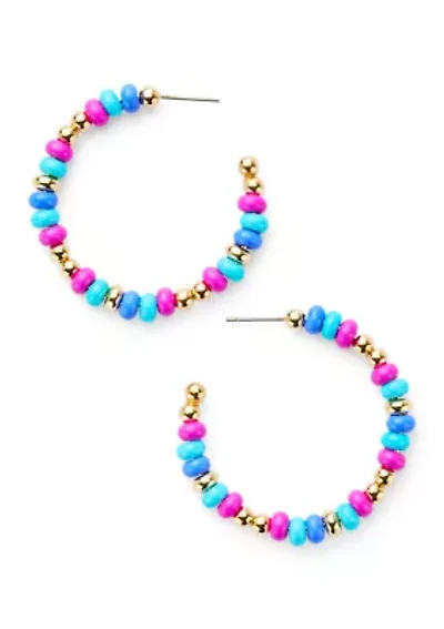 Multi Seed Bead Hoop Earrings 