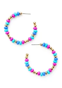Multi Seed Bead Hoop Earrings 