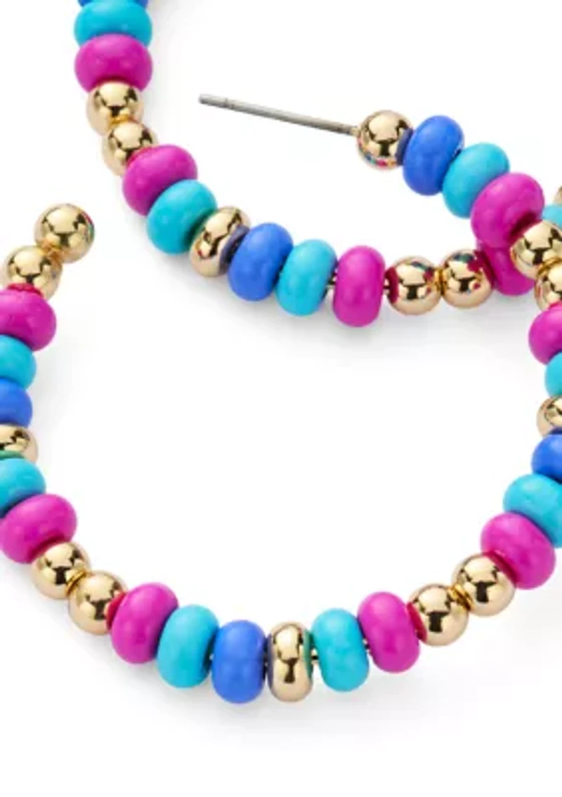 Multi Seed Bead Hoop Earrings