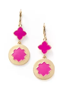 Pink Quatrefoil Drop Earrings
