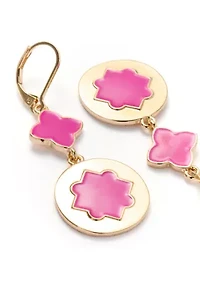 Pink Quatrefoil Drop Earrings